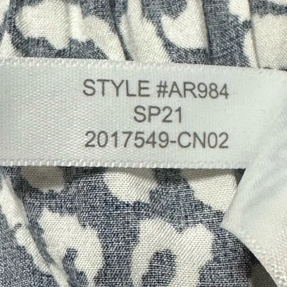 J Crew Factory Cotton Navy White Print Tiered Puff Sleeve Pocket MIDI Dress - Picture 10 of 12